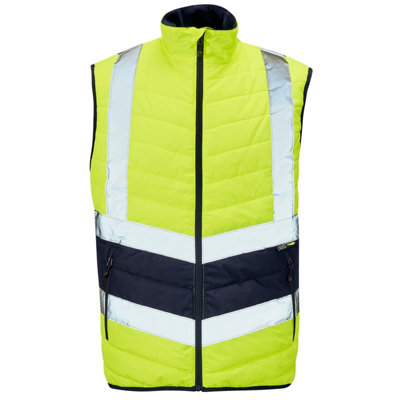2 Tone Hi-Vis Puffer Bodywarmer Yellow/Navy - 4XL