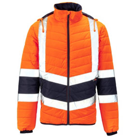 2 Tone Hi-Vis Puffer Jacket Orange/Navy - L