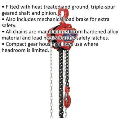 2 Tonne Chain Block - Hardened Alloy Chains - 3m Drop - Mechanical Load Brake