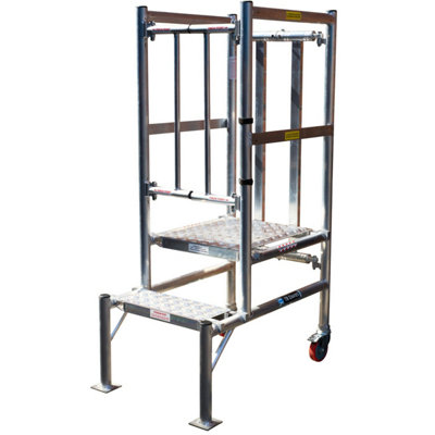2 Tread Mobile Hop-Up Smart Podium Platform with Guardrail - 2.2m Steps