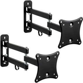 2 TV wall mounts for 10-24 inch (25-61cm) can be tilted and swivelled - black
