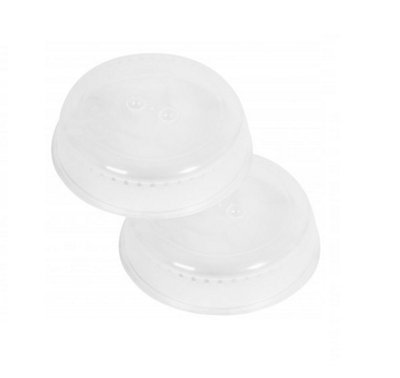 2 Vented Microwave Food Plate Cover Clear Plastic Splatter Guard Food ...