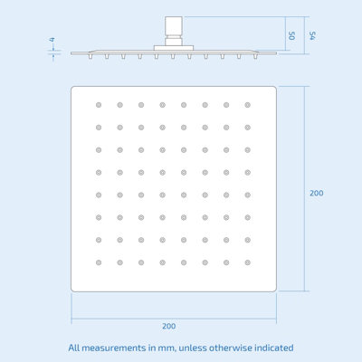 2 WAY CONCEALED THERMOSTATIC SHOWER MIXER VALVE CHROME 200MM SLIM OVERHEAD - 6