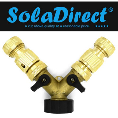 2 Way Garden Tap Connector, Brass Garden Hose Tap Y Splitter Connector ...
