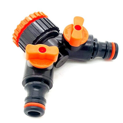 2 Way Garden Tap Connector, Garden Hose Tap Y Splitter Connector with Individual On/Off Valves