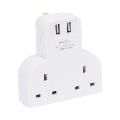 2-Way Power Strip with 2 USB Ports | DIY at B&Q