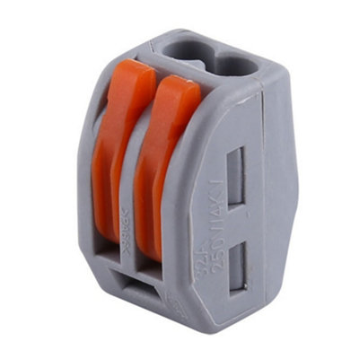 2 Way Spring Terminal Block Reusable Electric Cable Wire Connector 100Pcs