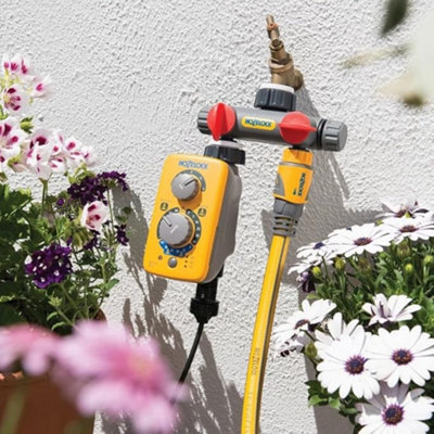 2-Way Tap Connector - Dual Outlet Garden Tap Splitter - Quarter-Turn ...