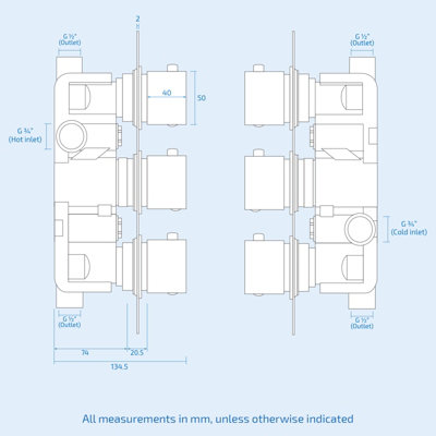 2 Way Thermostatic Shower Valve with Handset - 9