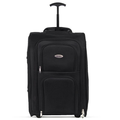 2 Wheel Lightweight Travel Trolley Hand Cabin Bag Black DIY at B Q