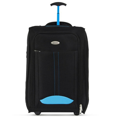 2 Wheel Lightweight Travel Trolley Hand Cabin Bag (Blue) DIY at B&Q