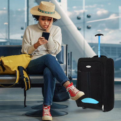 2 Wheel Lightweight Travel Trolley Hand Cabin Bag (Blue) - 3