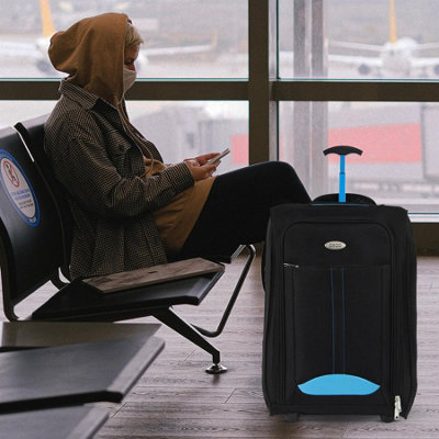 2 Wheel Lightweight Travel Trolley Hand Cabin Bag (Blue) - 4