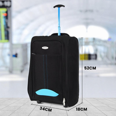 2 Wheel Lightweight Travel Trolley Hand Cabin Bag (Blue) - 5