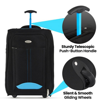 2 Wheel Lightweight Travel Trolley Hand Cabin Bag (Blue) - 6