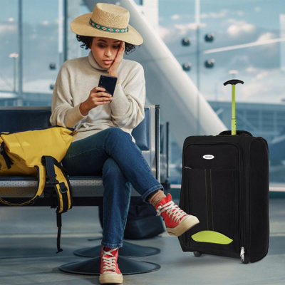 2 Wheel Lightweight Travel Trolley Hand Cabin Bag (Green) - 3