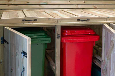 2 Wheelie Bin/2 Recycle Box Store - L80.4 x W203 x H120 cm - Timber