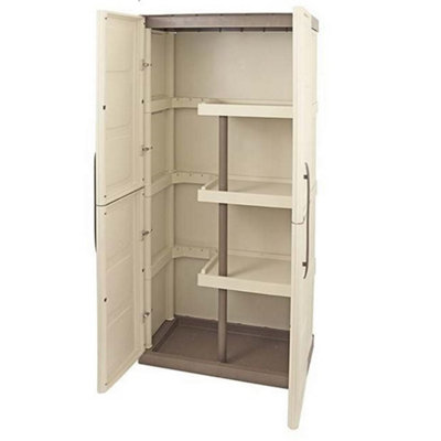 2 x 1 0.7m x 0.39m Large Plastic Storage Cupboard with Shelves Broom Storage
