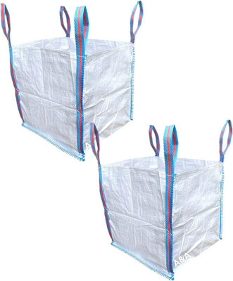 2 x 1/2 Half a Tonne FIBC Bulk Builders Bags Strong Garden Waste Heavy ...
