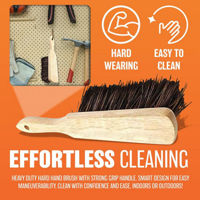 2 X 10.5" Stiff Bass Hand Brush Scrubbing Wooden Bristles Indoor Outdoor - 7
