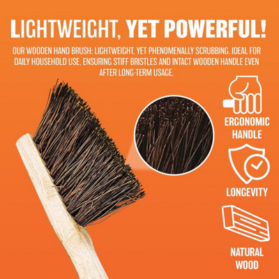 2 X 10.5" Stiff Bass Hand Brush Scrubbing Wooden Bristles Indoor Outdoor - 8