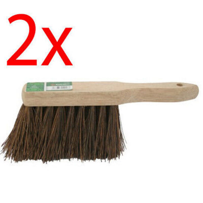 2 X 10.5" Stiff Bass Hand Brush Scrubbing Wooden Handle Stiff Bristles Indoor Outdoor Sweeping Multi Purpose Brush Cleaning Tool