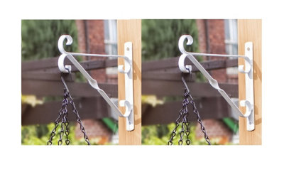 2 x 10 Inch White Hanging Basket Bracket