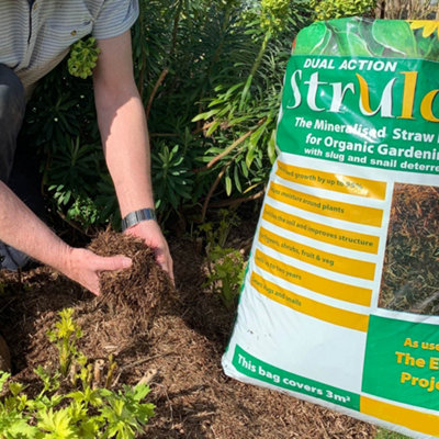 2 x 100L Strulch Mulch Straw Mulch in 9kg Bags - Natural Straw Mulch for Gardens Perfect as a Natural Slug & Snail Deterrent - Mul
