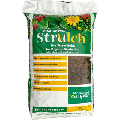 2 x 100L Strulch Mulch Straw Mulch in 9kg Bags - Natural Straw Mulch for Gardens Perfect as a Natural Slug & Snail Deterrent - Mul