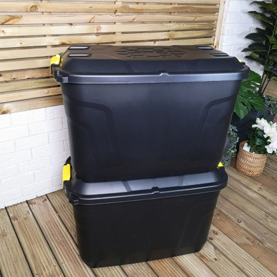 2 x 110L Heavy Duty Trunk on Wheels Sturdy, Lockable, Stackable and ...
