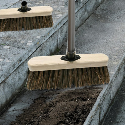 2 X 12" Broom Head Wooden Hard Yard Garden Sweeping Cleaning Brush Bristle Stiff