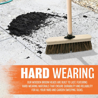 2 X 12" Broom Head Wooden Hard Yard Garden Sweeping Cleaning Brush Bristle Stiff - 3