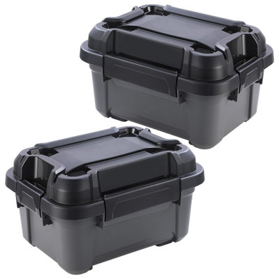 2 x 12 Litre Black Bunker Storage Trunks For Tradesman & Handyman