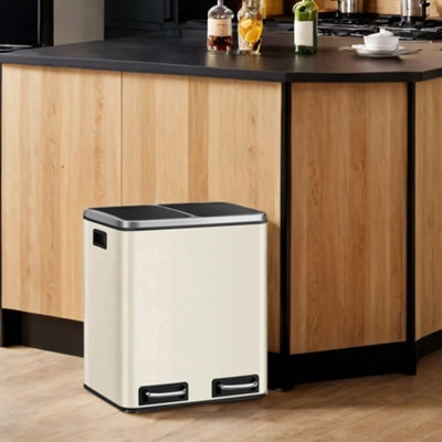 2 x 15 L Double Kitchen Bin, Pedal Rubbish Bin for Recycling and Waste ...