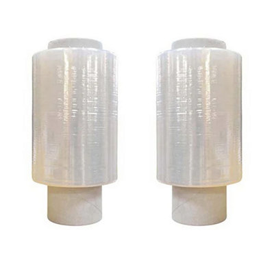 2 x 150mm Clear Strong Plastic Cling Film Protective Pallet Shrink Wrap Rolls