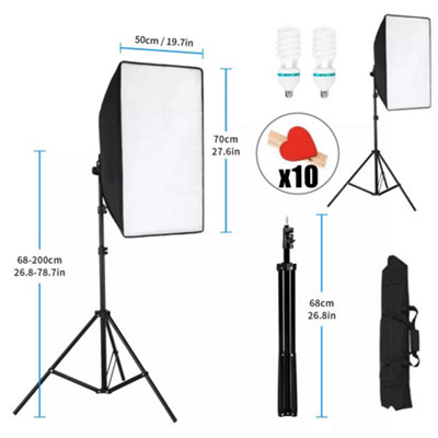 2 X 150W Softbox Lighting Kit Video Photo Soft Box Continuous Light ...