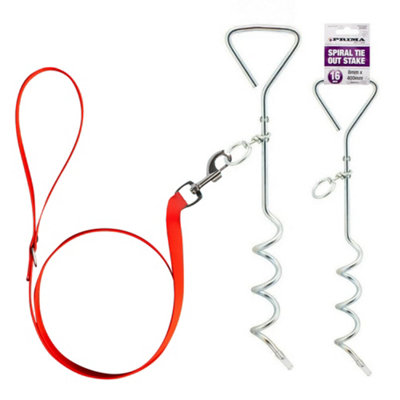 2 X 16" Spiral Tie Out Stake Pet Dog Garden Ground Screw Spike Pole Twist New DIY at B&Q