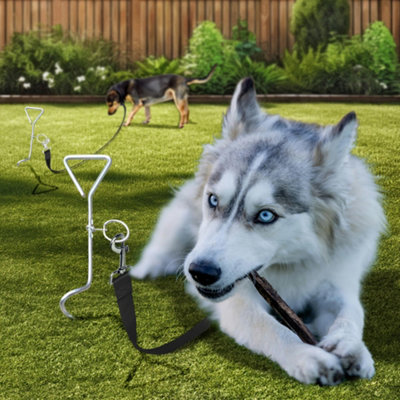 2 X 16" Spiral Tie Out Stake Pet Dog Garden Ground Screw Spike Pole Twist New