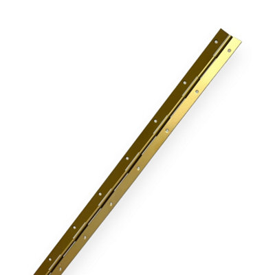 2 x 1M Continuous Steel Metal Piano Hinge Strap Multi Colours with Holes (Gold)