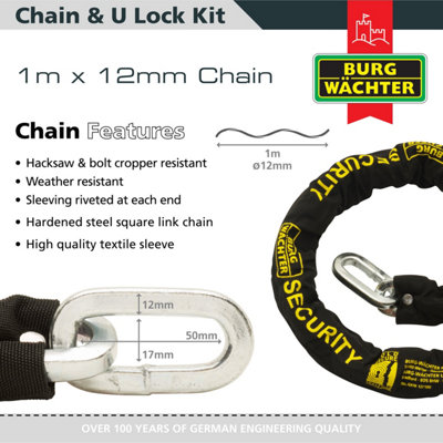 2 x 1M HEAVY DUTY CHAIN, 2 U-LOCKS AND 2 ANCHORS