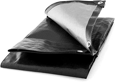 2 x 2 m Heavy-Duty Tarpaulin Cover - Black 235GSM - Waterproof, Frost-Resistant, UV Protection, Multipurpose, Groundsheet