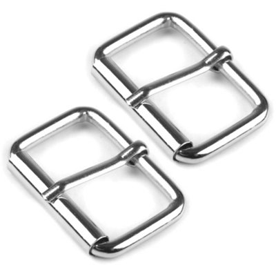 2 x 20 mm Belt Buckles Single Prong Square Replacement Buckle Men Women Belt, Metal, Silver