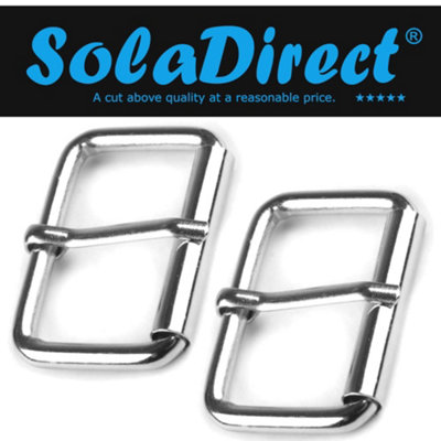 2 x 20 mm Belt Buckles Single Prong Square Replacement Buckle Men Women Belt, Metal, Silver