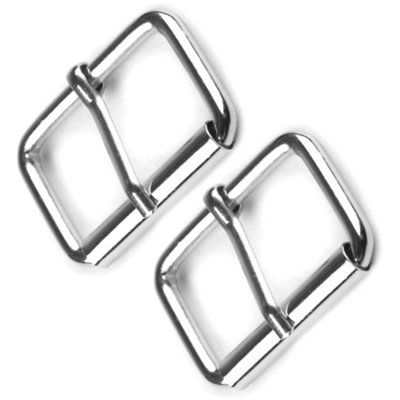 2 x 20 mm Belt Buckles Single Prong Square Replacement Buckle Men Women Belt, Metal, Silver