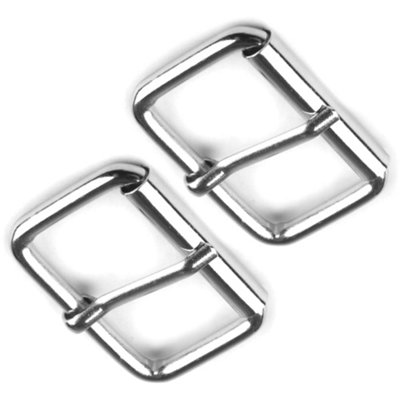 2 x 20 mm Belt Buckles Single Prong Square Replacement Buckle Men Women Belt, Metal, Silver