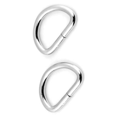2 x 20 mm D Rings Buckles for Webbing Strap, Metal, Silver