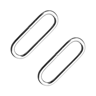 2 x 20 mm Oval Loops Buckles for Webbing Strap, Metal, Silver