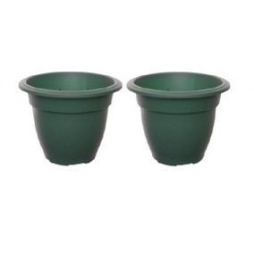 2 x 20cm Green Colour Round Bell Plant Pot Flower Planter Plastic Garden Pot