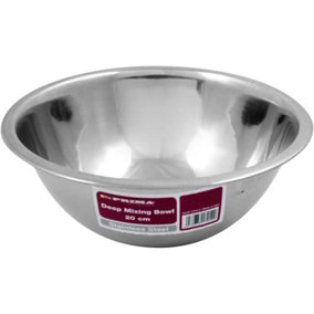 2 X 20cm Stainless Steel Deep Mixing Bowl Kitchen Cooking Salad Fruit Serving