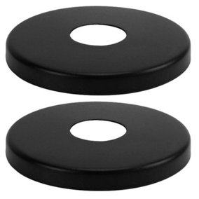2 x 21mm G1/2 Black Tap Shower Pipe Cover High Collar Steel
